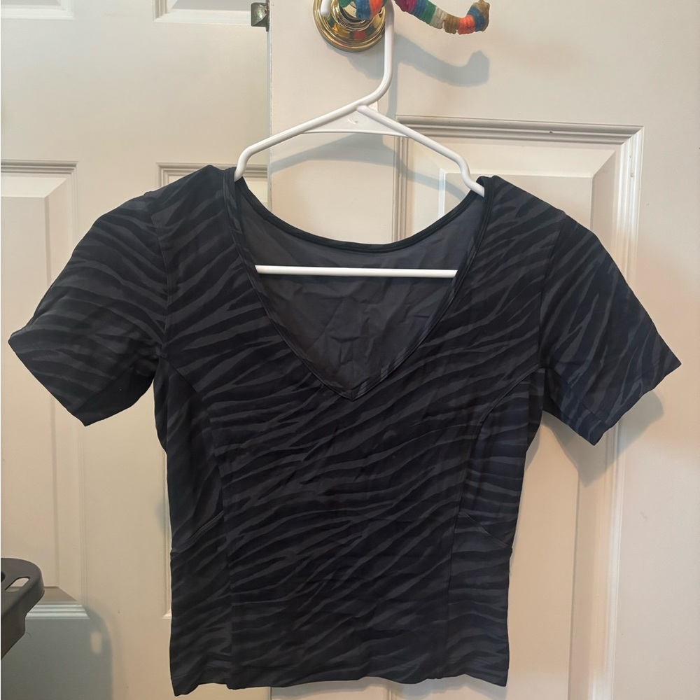 lululemon athletica align Black Zebra Print V-Neck Tee
